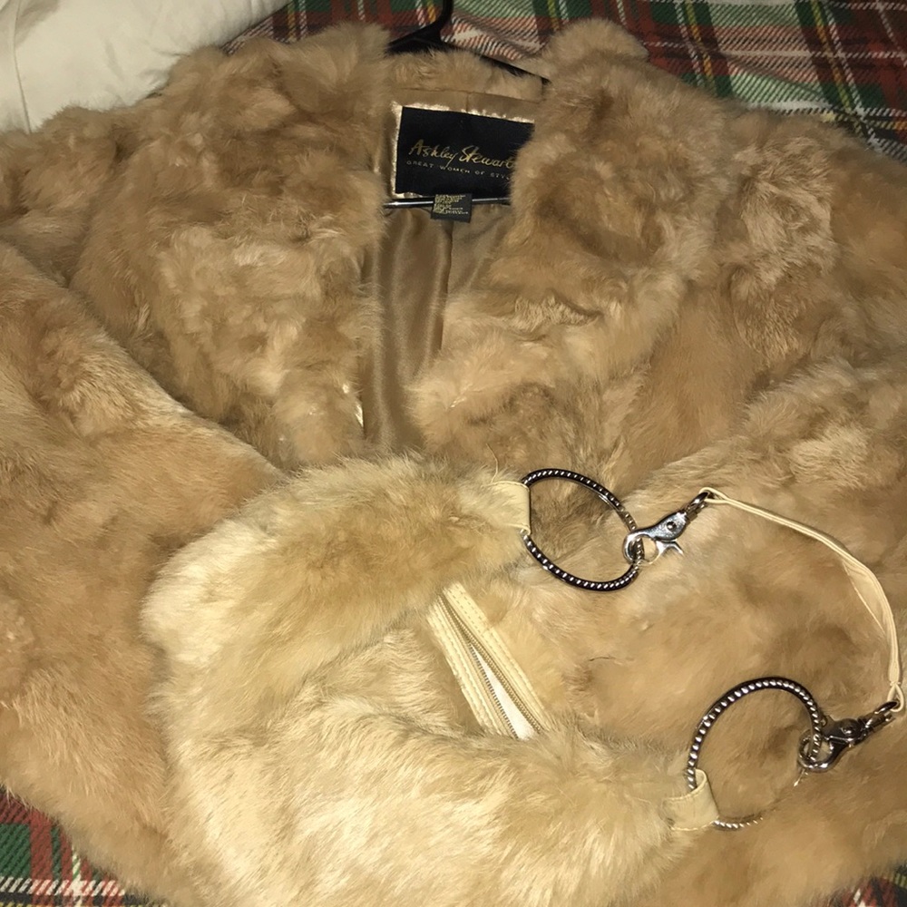 Ashley Stewart fur jacket and matching purse